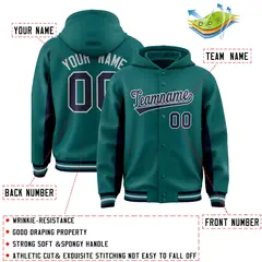 Aqua Navy Color Block Varsity Letterman Jacket Hoodie 4