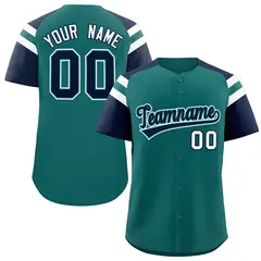 Aqua Navy Contrast Raglan Baseball Jersey 1