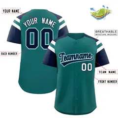 Aqua Navy Contrast Raglan Baseball Jersey 2
