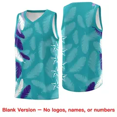 Aqua Navy Feather Graffiti Pattern Basketball Jersey 6