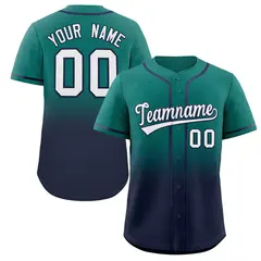 Aqua Navy Gradient Fashion Authentic Baseball Jersey 1