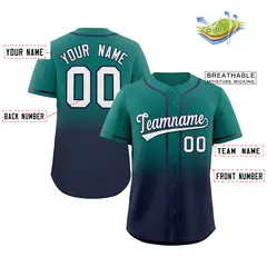 Aqua Navy Gradient Fashion Authentic Baseball Jersey 2