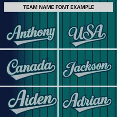 Aqua Navy Gradient Pinstripe Varsity Full-Snap Baseball Jacket 3