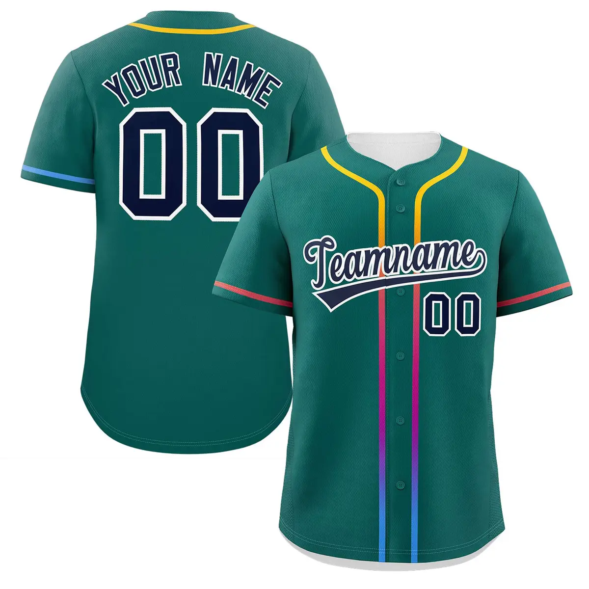 Aqua Navy Gradient Ribbed Authentic Baseball Jersey