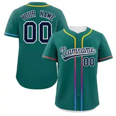 Aqua Navy Gradient Ribbed Authentic Baseball Jersey 1