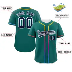 Aqua Navy Gradient Ribbed Authentic Baseball Jersey 2