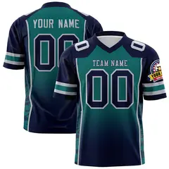 Aqua Navy Gradient Side Pattern Authentic Football Jersey 1