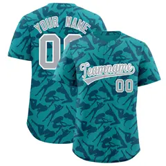 Aqua Navy Graffiti Pattern Authentic Baseball Jersey 1