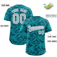 Aqua Navy Graffiti Pattern Authentic Baseball Jersey 2