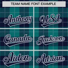 Aqua Navy-Gray Plaid Varsity Letterman Baseball Jacket 3