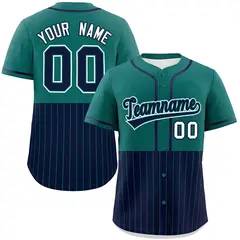 Aqua Navy Half Stripe Authentic Baseball Jersey 1