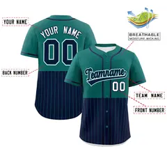 Aqua Navy Half Stripe Authentic Baseball Jersey 2