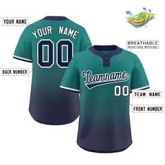 Aqua Navy Navy-White Gradient Two-Button Softball Jersey 2