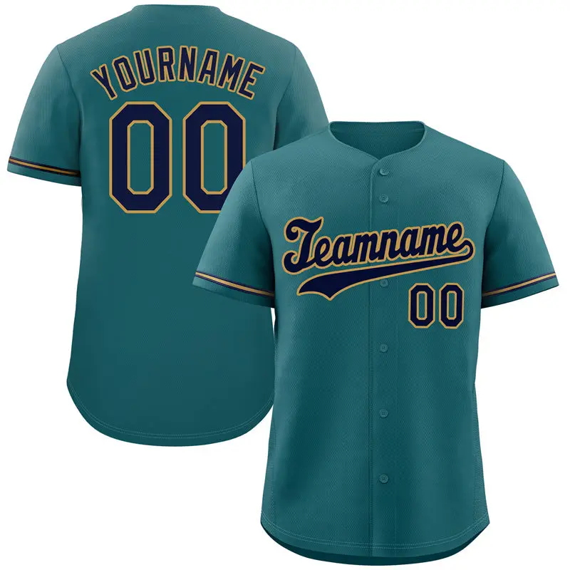 Aqua Navy-Old Gold Hook Classic Authentic Baseball Jersey