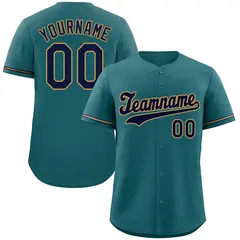 Aqua Navy-Old Gold Hook Classic Authentic Baseball Jersey 1
