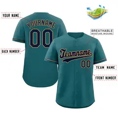 Aqua Navy-Old Gold Hook Classic Authentic Baseball Jersey 2