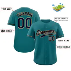 Aqua Navy-Old Gold Hook Classic Authentic Baseball Jersey 2