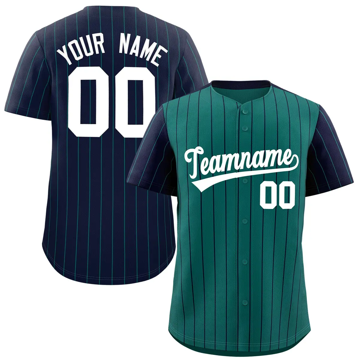 Aqua Navy Pinstripe Raglan Baseball Jersey
