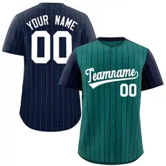 Aqua Navy Pinstripe Raglan Baseball Jersey 1