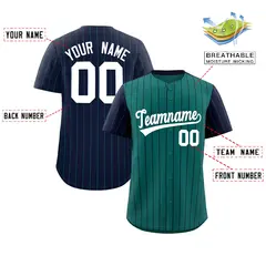 Aqua Navy Pinstripe Raglan Baseball Jersey 2