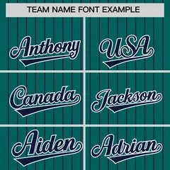 Aqua Navy Pinstripe Two-Tone Authentic Baseball Jersey 3