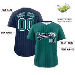 Aqua Navy Pinstripe Two-Tone Authentic Baseball Jersey 2