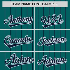 Aqua Navy Pinstripe Two-Tone Authentic Baseball Jersey 3
