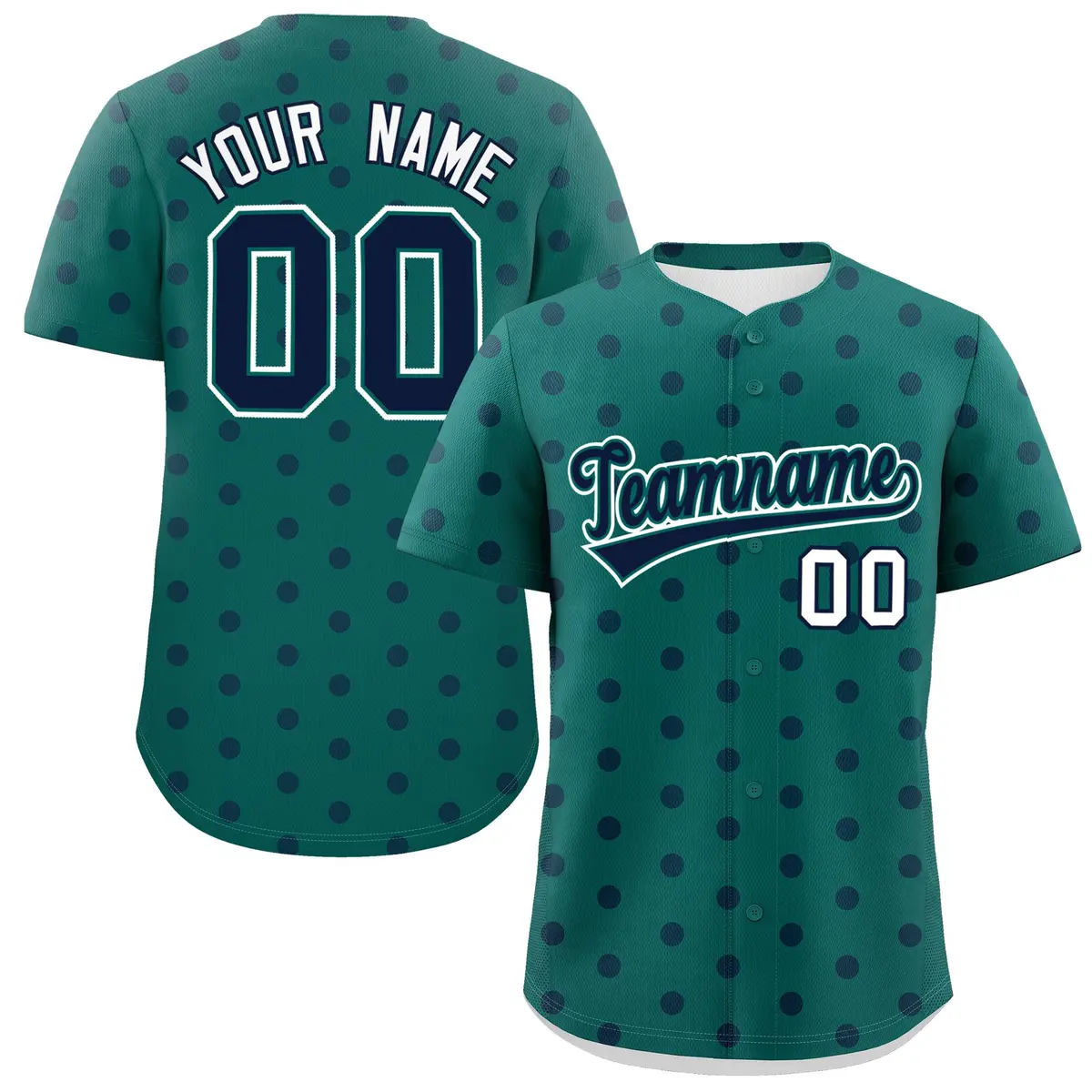Aqua Navy Polka Dot Graffiti Authentic Baseball Jersey