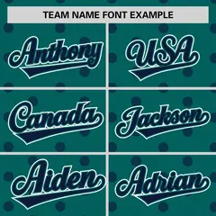 Aqua Navy Polka Dot Graffiti Authentic Baseball Jersey 3