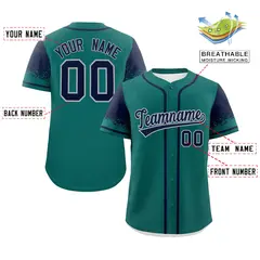 Aqua Navy Raglan Sleeves Authentic Baseball Jersey 2