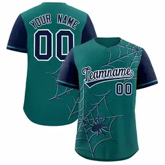 Aqua Navy Spider Web Raglan Baseball Jersey 1