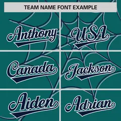 Aqua Navy Spider Web Raglan Baseball Jersey 3