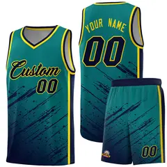 Aqua Navy Splash Basketball Uniforms for School 1