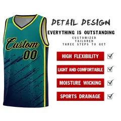 Aqua Navy Splash Basketball Uniforms for School 2