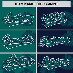 Aqua Navy Split Flower Graffiti Authentic Baseball Jersey 3