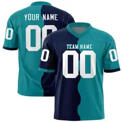 Aqua Navy Split Mesh Authentic Football Jersey
