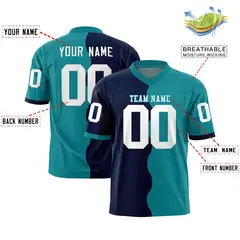 Aqua Navy Split Mesh Authentic Football Jersey 2