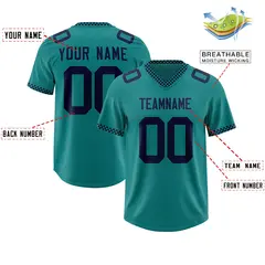 Aqua Navy Square Neckline Classic Authentic Football Jersey 2