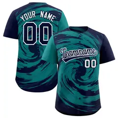 Aqua Navy Swirl Graffiti Baseball Jersey 1