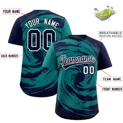 Aqua Navy Swirl Graffiti Baseball Jersey 2