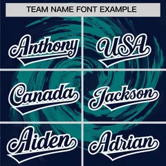 Aqua Navy Swirl Graffiti Baseball Jersey 3