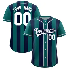 Aqua Navy Thick Stripe Authentic Baseball Jersey