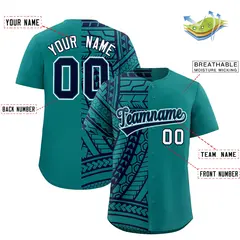 Aqua Navy Tribal Split Baseball Jersey 2