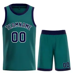 Aqua Navy-White Bull Classic Sets Curved Basketball Jersey