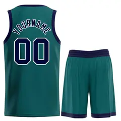 Aqua Navy-White Bull Classic Sets Curved Basketball Jersey 2