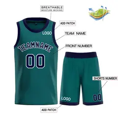 Aqua Navy-White Bull Classic Sets Curved Basketball Jersey 3
