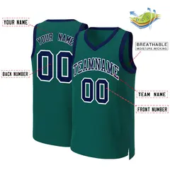 Aqua Navy-White Classic Basketball Jersey 2