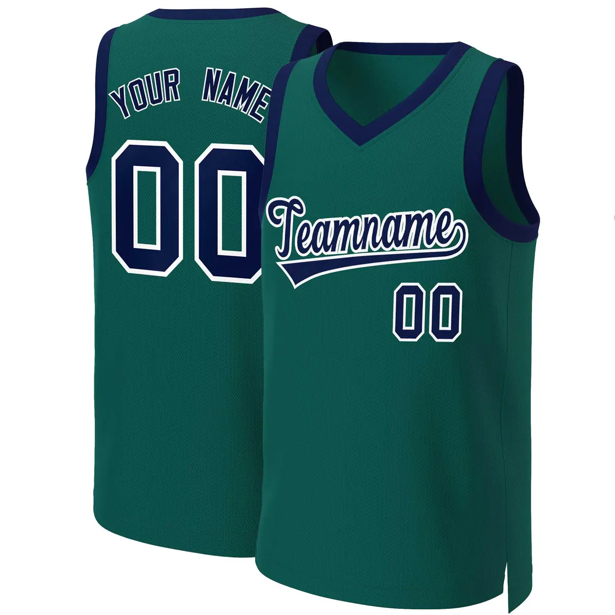 Aqua Navy-White Classic Basketball Jersey