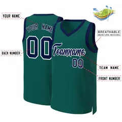 Aqua Navy-White Classic Basketball Jersey 2