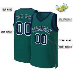 Aqua Navy-White Classic Basketball Jersey 2